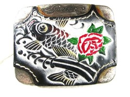Koi Fish White Green Red Belt Buckle By ED HARDY 33116 With Tag - $44.54