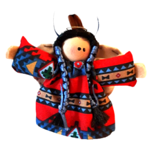 Native American Angel Girl Doll Ornament Handmade Colorful Fabric Braids - £11.03 GBP