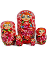 5pcs. Hand Painted Russian Nesting Doll Floral Arrangements Style 2 ( 6&quot;... - $598.56 MXN
