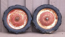 Pair Rustic Farm Utility Wagon Cart Wheel Implement 9-1/2" - $59.39