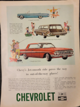 Vintage Colorized Ad Page Chevrolet 1961 Jet Smooth Ride - £5.20 GBP