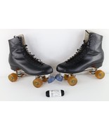 Vg 70s Riedell 220 RM Mens 12.5 Leather Quad Roller Skates Black Metafle... - €463,12 EUR