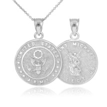 Sterling Silver US Air Force Reversible St. Michael Pendant Necklace - £19.51 GBP+