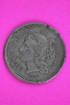 Bent 1866 Three 3 Cent Nickel Guaranteed Authentic &amp; Genuine Free Shippi... - $12.99