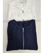 TanJay Summer Jackets Womens 12 Button Up White &amp; Blue Zip Up Jacket Lot... - $21.50