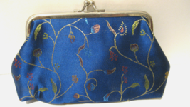 Clutch purse/makeup bag Navy with embroidered look. 7&quot; NWOT  Clean - $9.97