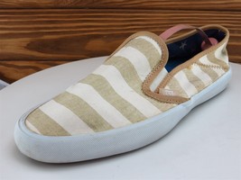 VANS Size 8.5 Slip-On Shoes Beige Fabric Women M Surf Siders - $19.75