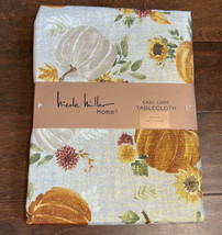 Nicole Miller Tablecloth 70” Round New Fall Leaves Pumpkin Print Thanksgiving - £28.41 GBP