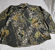 Redhead Silent Hide Mossy Oak Camo Button Up Shirt Bass Pro Shops Large - £13.54 GBP