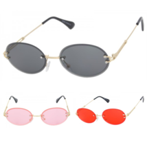 Classy Elegant Sophisticated Luxury Sunglasses Rimless Gold Frame Oval New Lens - £15.14 GBP