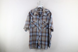 Vintage 80s Wrangler Mens 2XL Distressed Western Rodeo Snap Button Shirt Plaid - £35.00 GBP