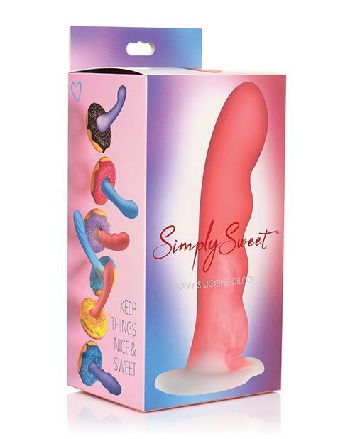 Curve Toys Simply Sweet 7&quot; Wavy Silicone Dildo Pink/White - $23.89