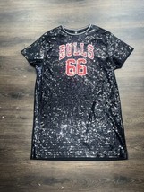 UNK NBA CHICAGO BULLS Jersey Shift Dress Womens Sequins Stretchy Black R... - $70.13