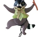 Katherine&#39;s Collection Jumping Jack Wooden Raccoon Christmas Ornament Br... - $15.46