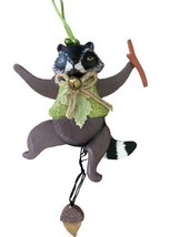 Katherine&#39;s Collection Jumping Jack Wooden Raccoon Christmas Ornament Br... - £12.16 GBP