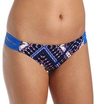 Hurley Swim Women&#39;s Tie Dye String Pant Bikini Bottom, Blue/Black - LARGE - $19.79