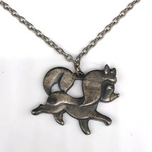 RARE Louis Giusti Sassy Fox Pendant Necklace, Pewter Dog Prancing with a Bow - £121.68 GBP