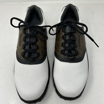 Foot Joy FJ Men’s Golf Shoes Size 10M Lace Up Brown White W/ Spikes 45516 - £20.52 GBP