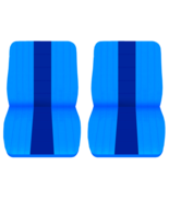 Front set seat covers in light  blue with dark blue stripe custom fit - $126.49 CAD