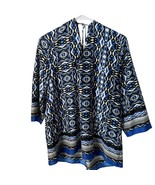 Chico&#39;s Top Women&#39;s Size XL (SZ 3) Tunic Geometric Tribal Flowy Blue Black - €11,03 EUR