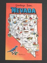 Nevada NV State Map Large Letter Greetings Dexter Press c1960s Vtg UNP Postcard - £4.01 GBP