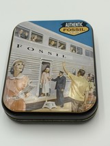Authentic Fossil Tin Only Train Design. Blue And White 7 x 9 inch 60&#39;s d... - $7.43