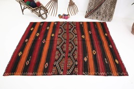 5x6 Turkish Vintage Kilim Area Rug, Oushak Handmade Wool Turkey Rug, Farmhouse D - £257.56 GBP