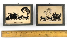 Silhouette Reverse Painted Glass Framed &quot;Breaking Away&quot; &amp; &quot;Tally-Ho&quot; (1930&#39;s) - £22.04 GBP