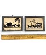 Silhouette Reverse Painted Glass Framed "Breaking Away" & "Tally-Ho" (1930's)