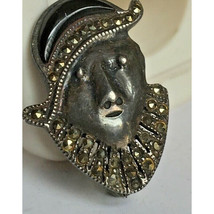ART DECO STYLE 925 STERLING SILVER ONYX &amp; MARCASITES BROOCH SKY - $689.97 MXN