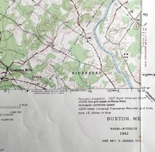 Map Buxton Maine 1942 Topographic Geological Survey 1:62500 22 x 18&quot; TOPO2 - £35.96 GBP
