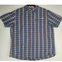 Oakley Shirt Mens Medium XL Blue Orange Plaid Button Up Short Sleeve Tec... - £12.95 GBP