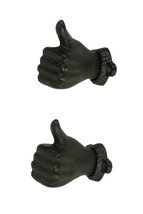 Brown Cast Iron Thumbs Up Hand Decorative Wall Hooks Set of 2 - $34.64