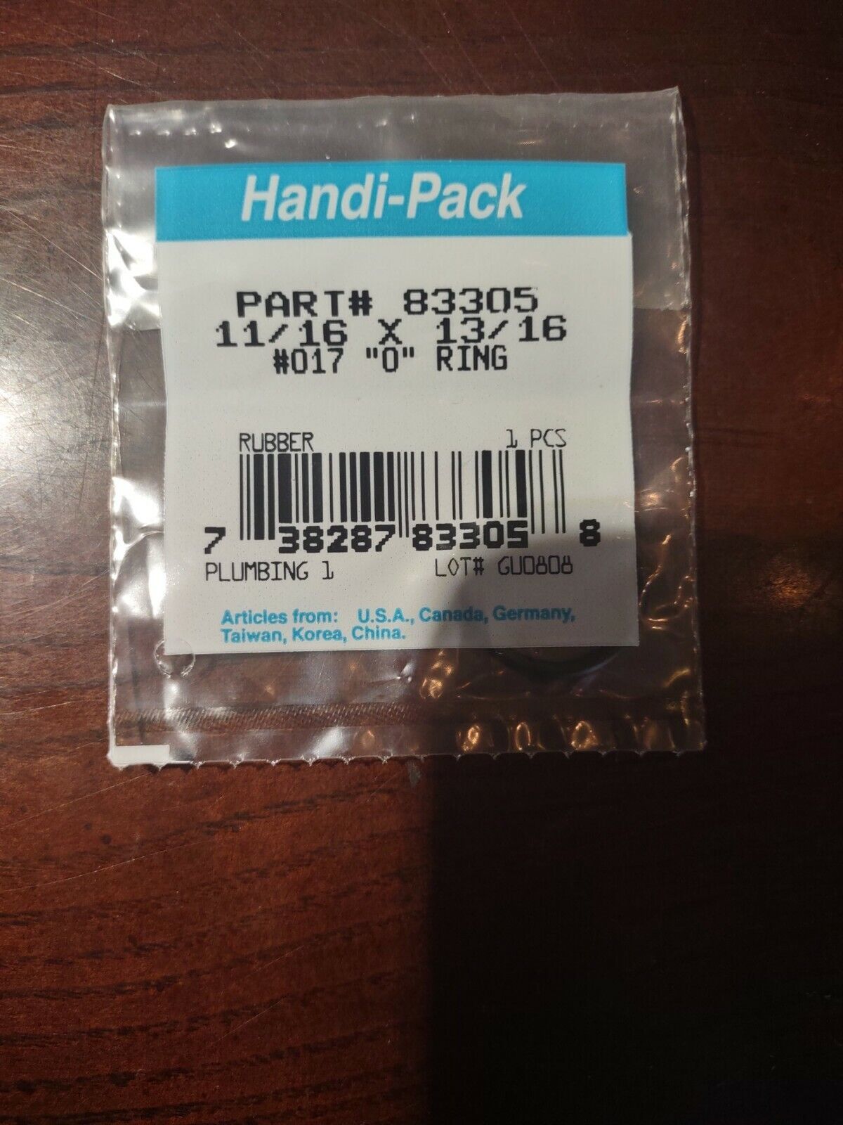 11/16&quot; x 13/16&quot; x 1/16&quot; Rubber O-Ring - $4.83