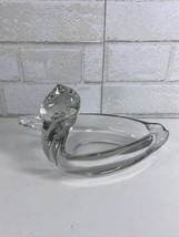 Vintage Heavy Clear Glass Duck Figure Ashtray Cigar Pipe Rest  - £15.71 GBP
