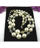 Vintage 2 Strands AURORA BOREALIS Crystal BEADS Necklace Beaded Graduate... - £14.85 GBP