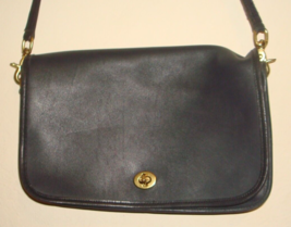 Vintage COACH Bag No. 0186 012 Navy Blue Leather With Removeable strap USA - £88.51 GBP