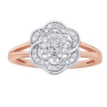 0.40Ct Corte Redondo Moissanita Flor Rosa 14K Oro Chapado Plata Compromiso Ring - £154.14 GBP