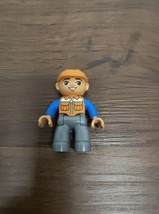 Lego Duplo Man Construction Worker In Orange Vest &amp; Cap 2.5&quot; Figure Rare! - £3.94 GBP
