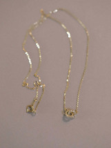 14ct Solid Gold Zirconia Never Apart Interlocked Necklace, Dainty, 14K Au585 - £164.99 GBP