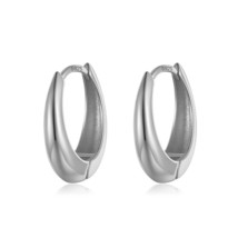 TrustDavis Minimalist 925 Silver Fashion Water Drop Geometry Charm Hoop Earrings - £16.06 GBP