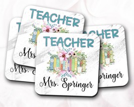 Book Coasters, Small Teacher Gifts, Personalized Teacher Coaster, Teacher Staff  - £4.00 GBP