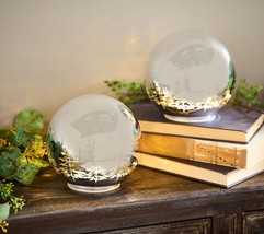 Set of 2 Illuminated Spheres with Tree Scene in Silver  OPEN BOX - £153.73 GBP