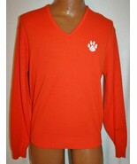 Vintage 70s CLEMSON UNIVERSITY TIGERS V Neck Orange Acrylic SWEATER L Fo... - $741.18 MXN