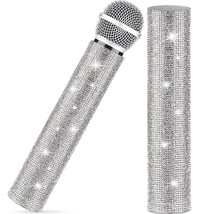 Silver Mic Handle Cover, Rhinestones Mic Handle Sleeve For Party &amp; Tv Sh... - £21.92 GBP