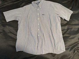Nautica Men’s Button-Up Short Sleeve Shirt XXL Blue Microcheck 100% Cotton - $17.95