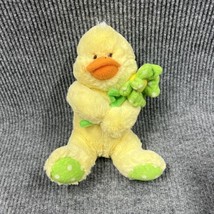 VTG Kellytoy Yellow Duck 10” Plush Holding Green Smiley Flower Stuffed Animal - $18.60