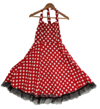 Polka Dot Women&#39;s Dress Red White Halter Neck Size Medium - $21.78