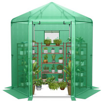 7&#39;x6&#39;x7.5&#39; Portable Greenhouse for Plant Gardening with Anchors &amp; Ropes ... - $235.99