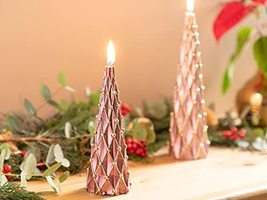 LaModaHome Christmas Pinky Decorative Candle 5x15cm Rose Gold New Year Special S - £19.54 GBP